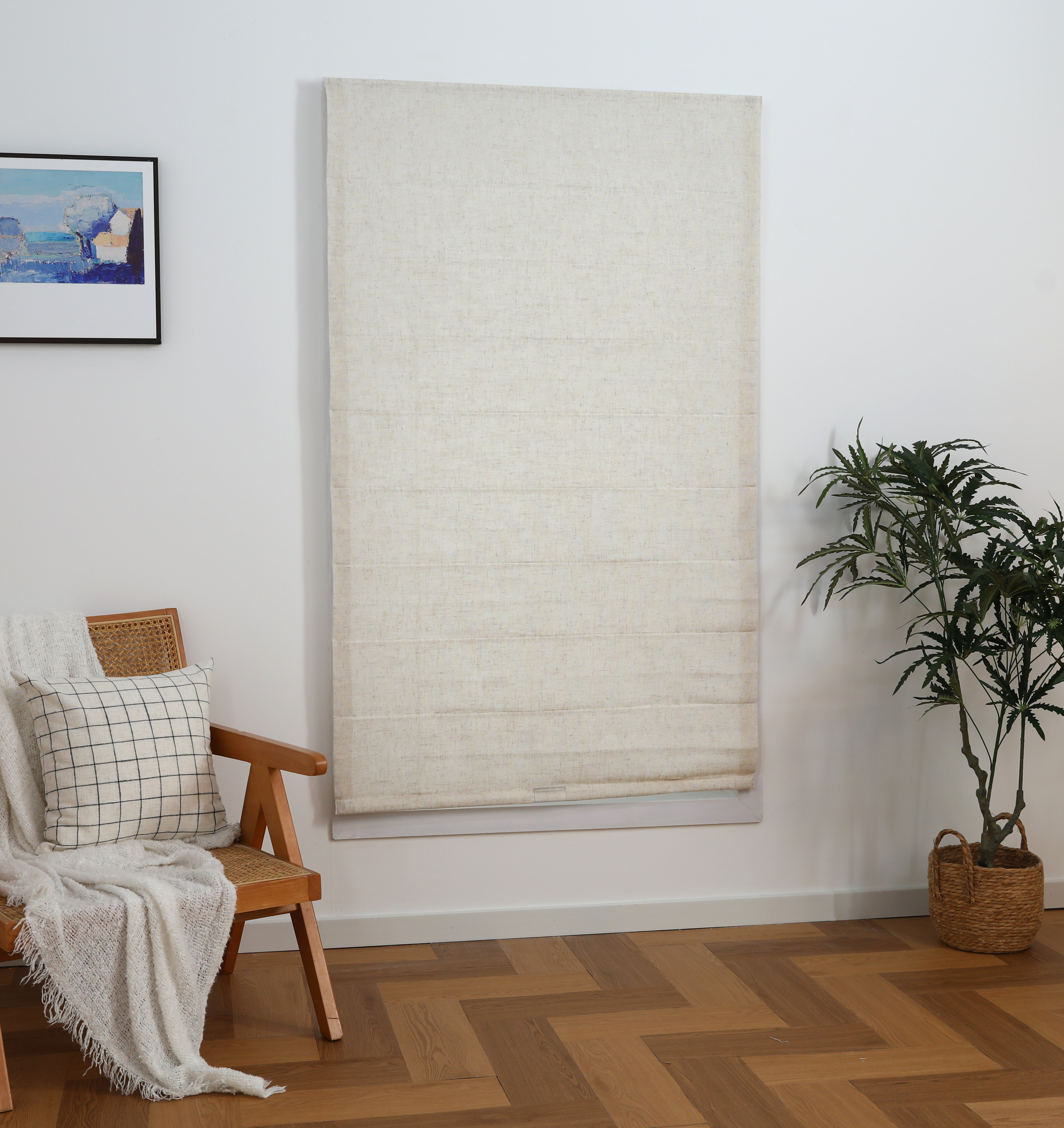 Symple Stuff Linen Bliss Cordless Roman Blind 25x64" Natural - Wayfair